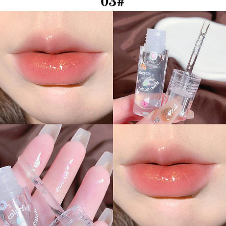 3Pcs/box Transparent Glitter Lip Gloss Set Clear Water Light Lip Glaze Moisturizer Color Changing Lip Oil Jelly Mirror Lipsticks