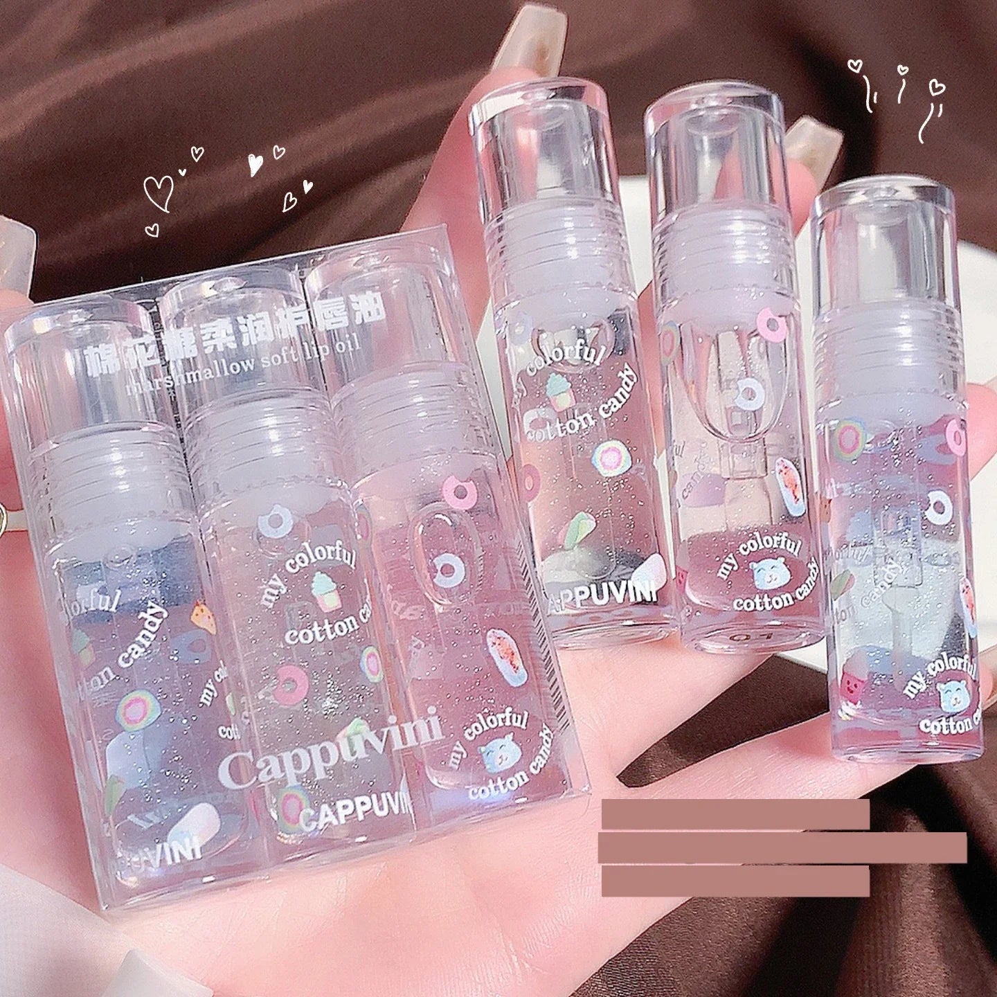 3Pcs/box Transparent Glitter Lip Gloss Set Clear Water Light Lip Glaze Moisturizer Color Changing Lip Oil Jelly Mirror Lipsticks