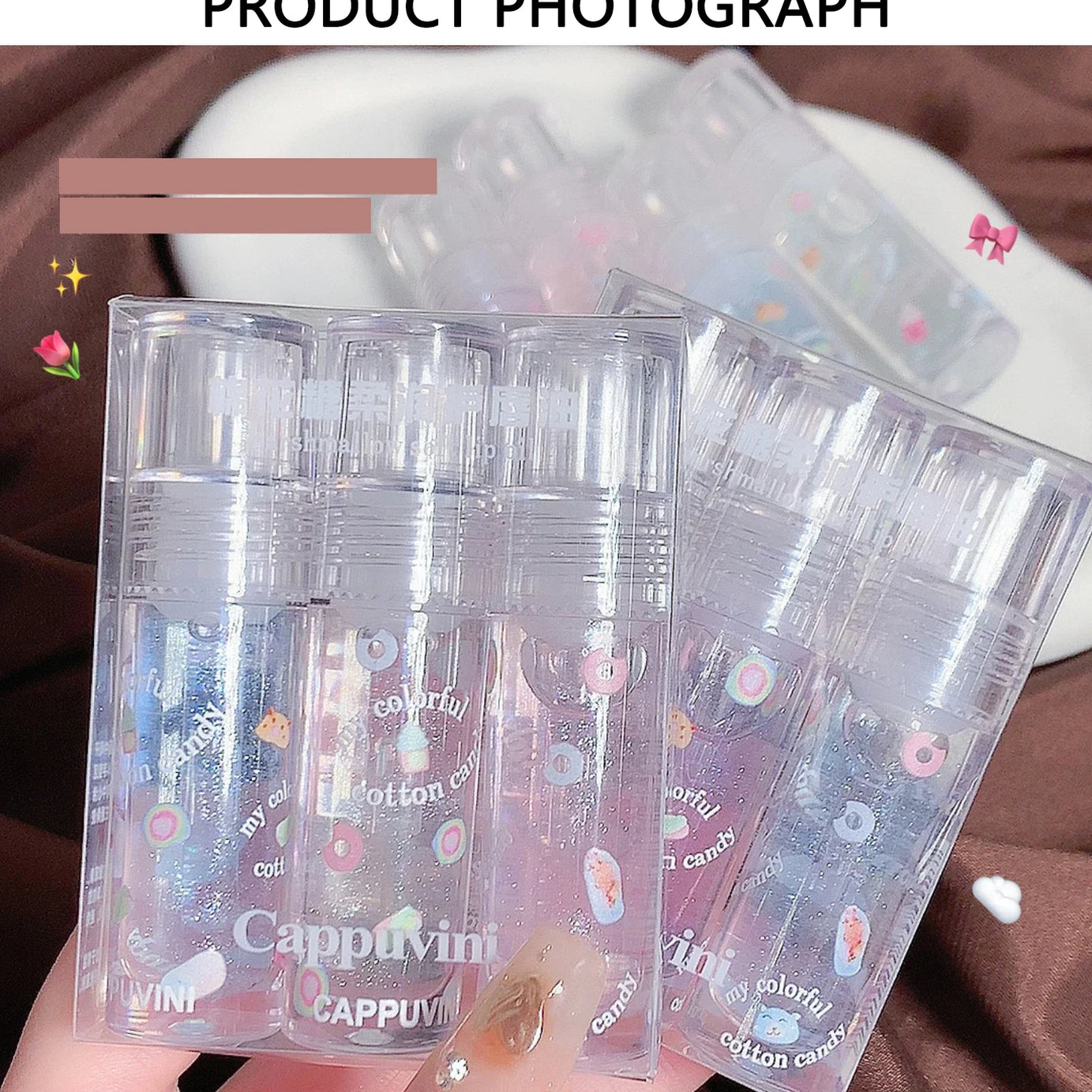 3Pcs/box Transparent Glitter Lip Gloss Set Clear Water Light Lip Glaze Moisturizer Color Changing Lip Oil Jelly Mirror Lipsticks