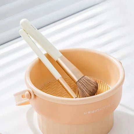 Makeup Brush Cleaning Bowl Beauty Egg Cleaning Tool Storage Set Brush Powder Puff Dry Cleaning Silicone Drying Shelf