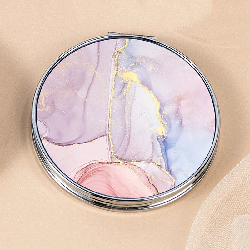 Stripe Pattern Vintage Hand Women Mini Compact Makeup Mirror Portable Green/Purple/Blue Bag Mirror