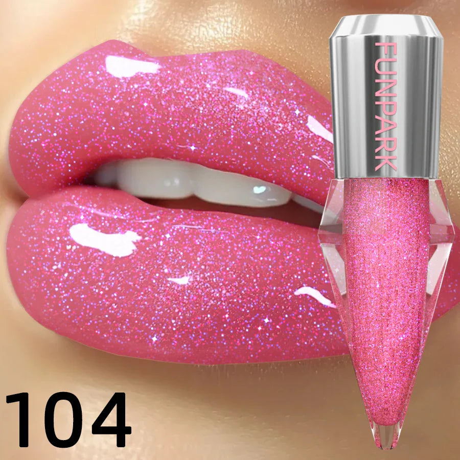 8 Color Glitter Shimmer Lip Gloss Moisturizing Lip Tinted Fuller Lip Effect Diamond Liquid Lipstick Makeup Sexy Lip Care Gifts