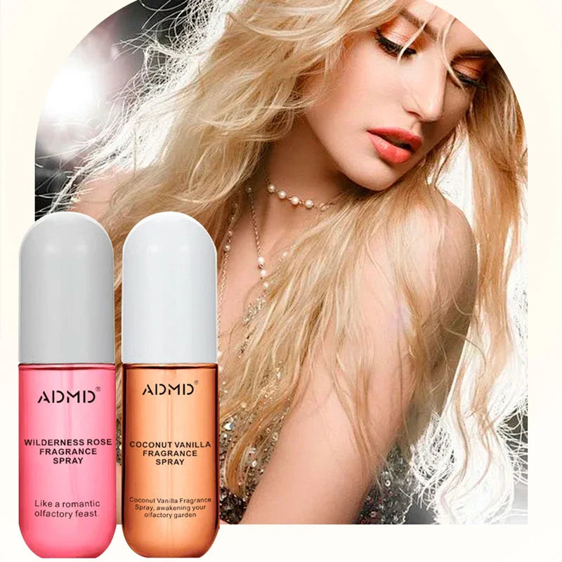 2 Pcs Coconut Rose Fragrance Spray Hair & Body Fragrance Mist Fresh Long Lasting Fragrance Perfume Travel Size Freshener Spray
