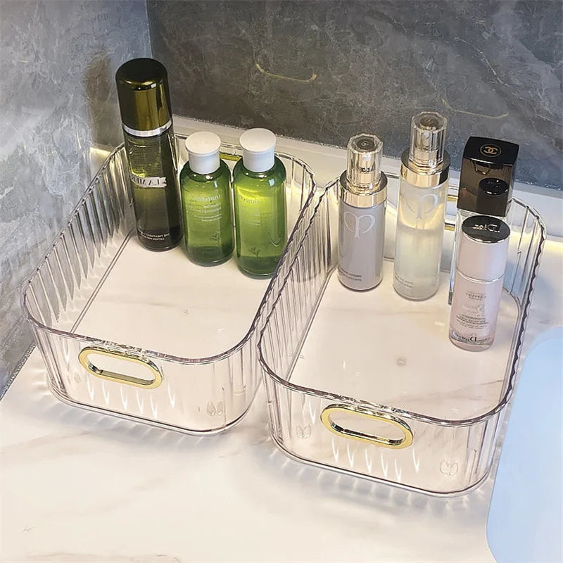 Rectangular Desktop Cosmetic Storage Drawer Stackable Storage Box Acrylic Rack Sundries Snack Makeup Storage Basket Organizer