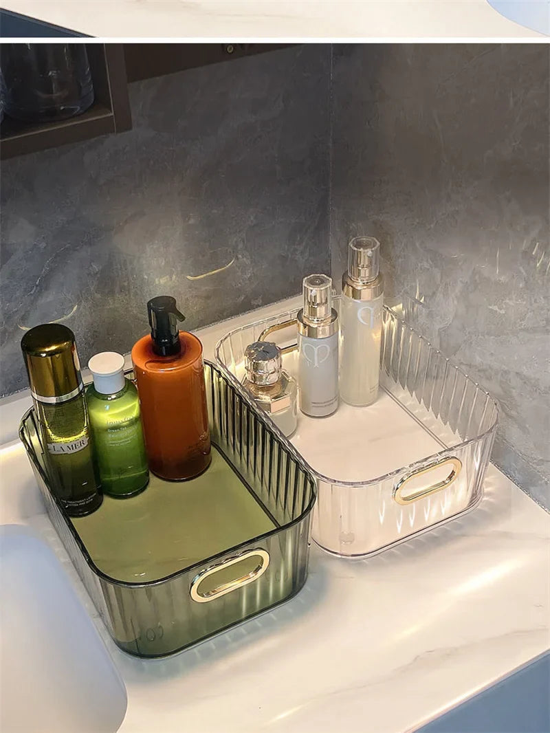 Rectangular Desktop Cosmetic Storage Drawer Stackable Storage Box Acrylic Rack Sundries Snack Makeup Storage Basket Organizer