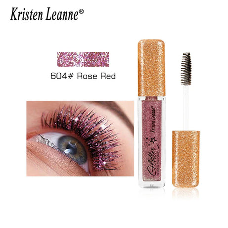 Rose Gold Sequin Glitter Mascara Shiny Eyelashes Quick Dry Waterproof Curling Thick Diamond Colored Mascara Shimmer Eye Makeup