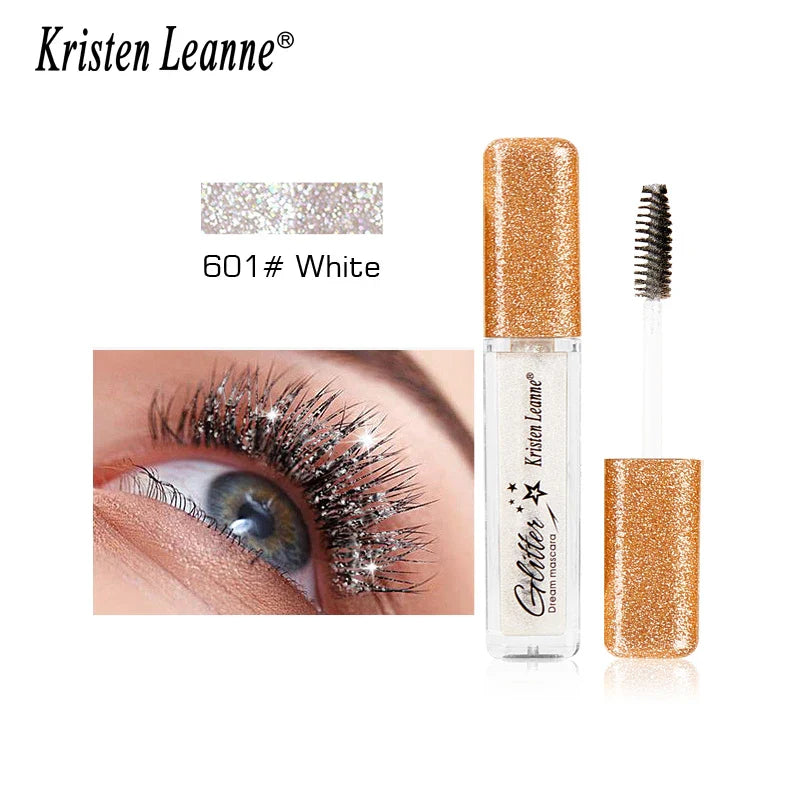 Rose Gold Sequin Glitter Mascara Shiny Eyelashes Quick Dry Waterproof Curling Thick Diamond Colored Mascara Shimmer Eye Makeup