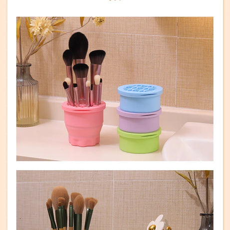 Multifunction Silicone Folding Makeup Brush Cleaning Cup Cleaning and drying 2-in-1 storage cup Beauty Cosmetic Brush Scrub Cup