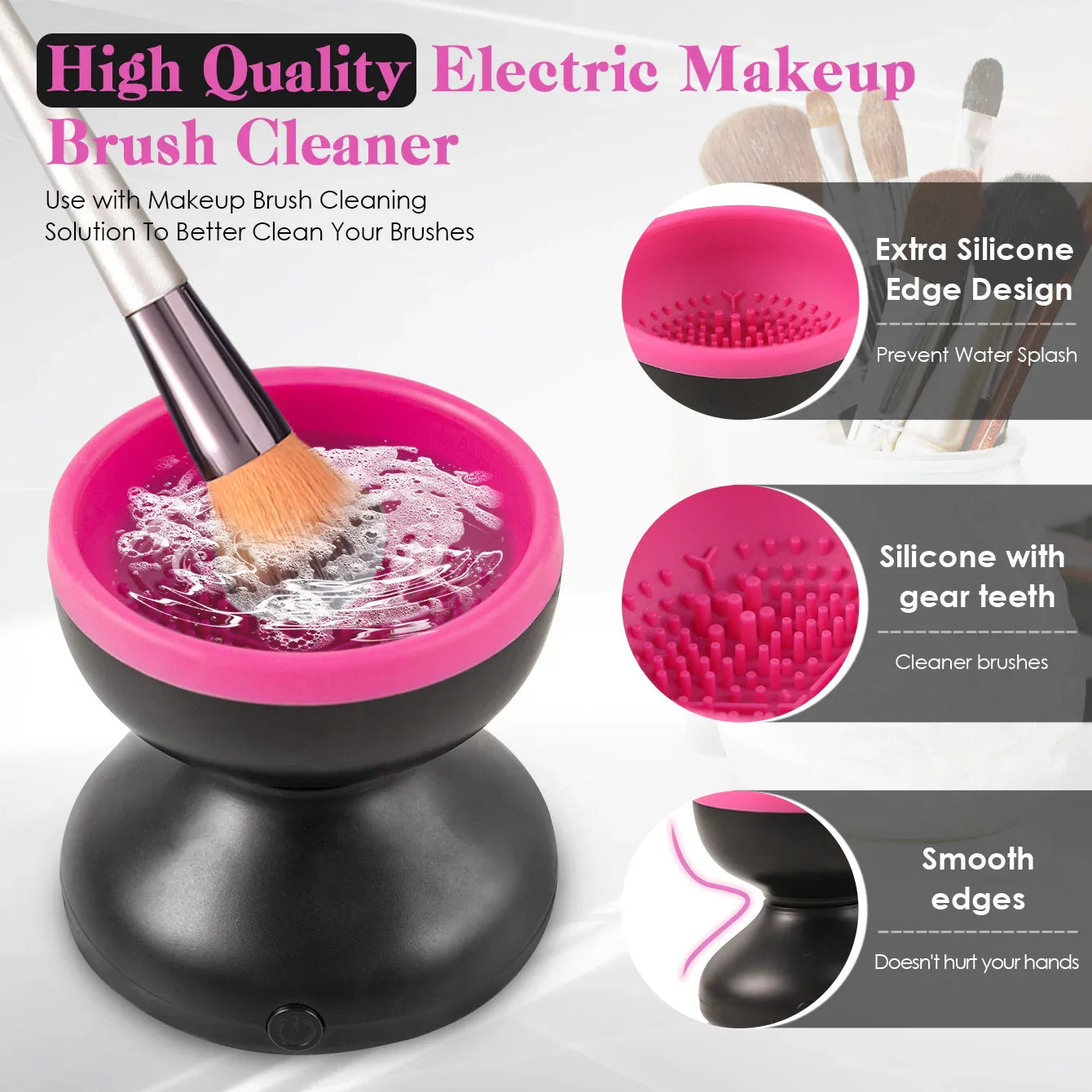 Makeup Brush Cleaner Machine Electric Silicone Cosmetic Brush Cleaner Tool Deep Cleaning Box Makeup Brushes Cleaning Artifact