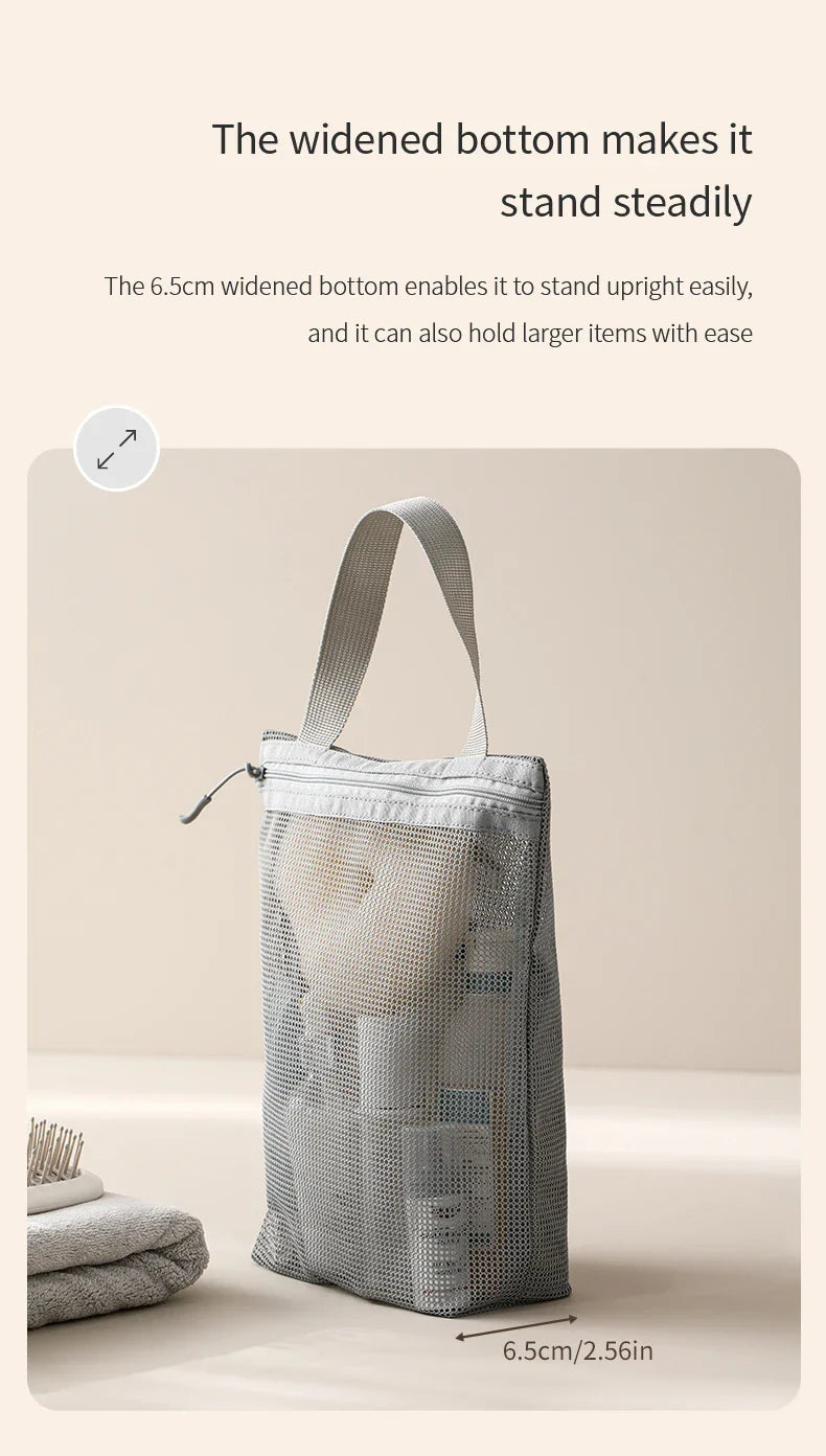 23x26cm Portable Toiletry Bag with Handy Handle Large Capacity Mesh Toiletry  Storage Bag Makeup Bag for Business Trips Travel