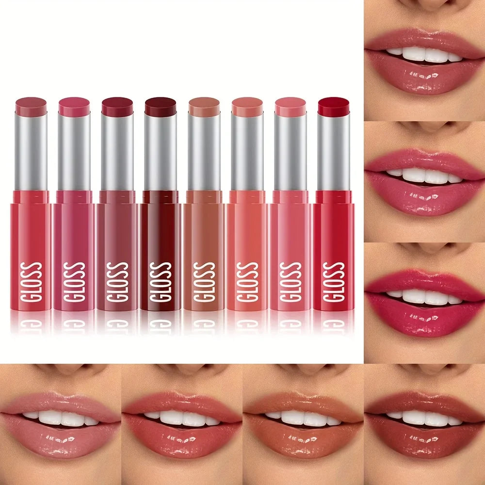 1 pcs Long-Lasting Waterproof Lipstick, Glossy Mirror Finish, Non-Stick Matte Nude Shades for Plumper Lips