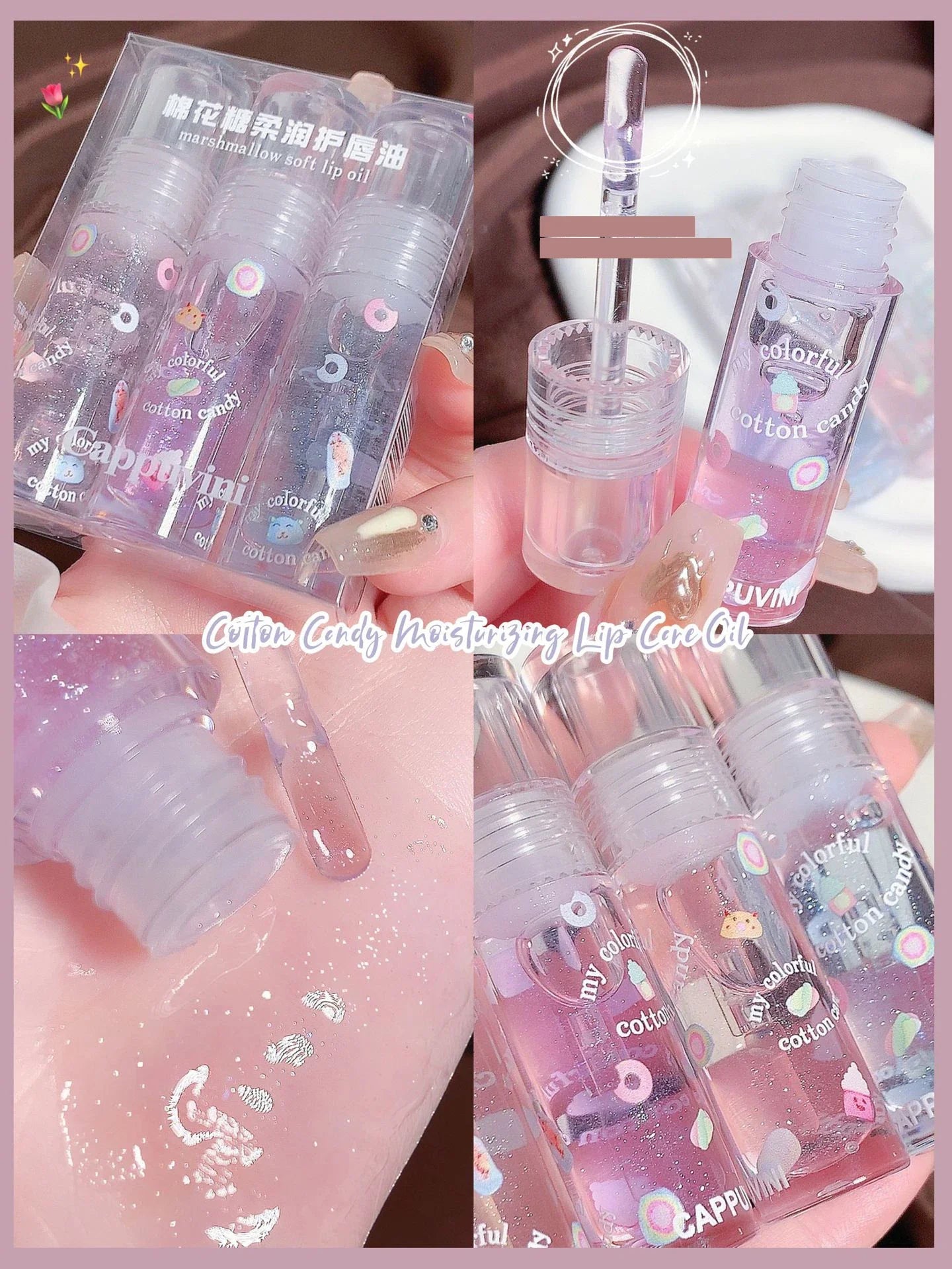 3Pcs/box Transparent Glitter Lip Gloss Set Clear Water Light Lip Glaze Moisturizer Color Changing Lip Oil Jelly Mirror Lipsticks
