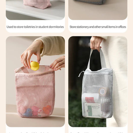 23x26cm Portable Toiletry Bag with Handy Handle Large Capacity Mesh Toiletry  Storage Bag Makeup Bag for Business Trips Travel