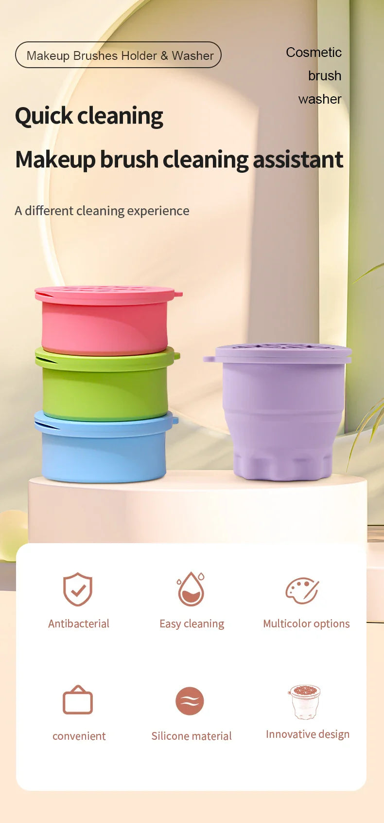 Multifunction Silicone Folding Makeup Brush Cleaning Cup Cleaning and drying 2-in-1 storage cup Beauty Cosmetic Brush Scrub Cup