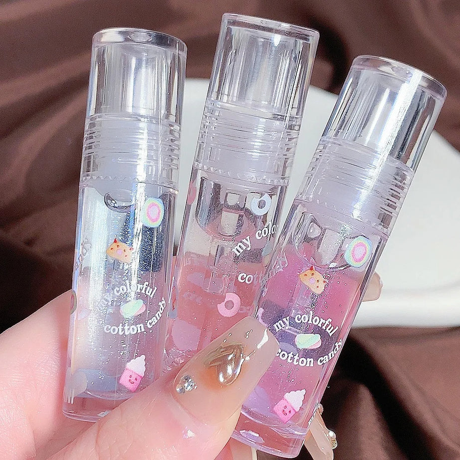 3Pcs/box Transparent Glitter Lip Gloss Set Clear Water Light Lip Glaze Moisturizer Color Changing Lip Oil Jelly Mirror Lipsticks