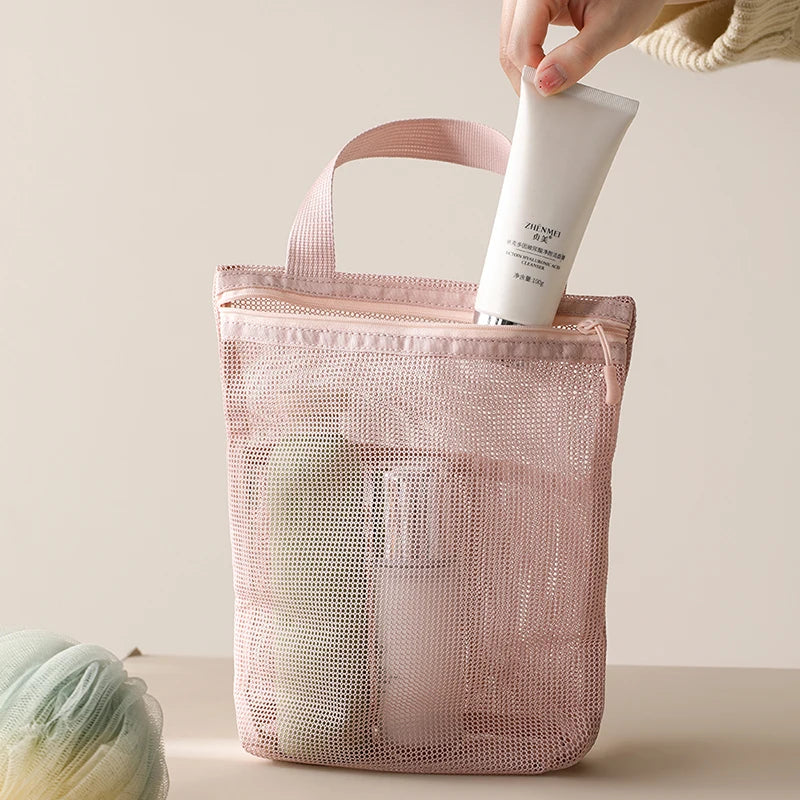 23x26cm Portable Toiletry Bag with Handy Handle Large Capacity Mesh Toiletry  Storage Bag Makeup Bag for Business Trips Travel