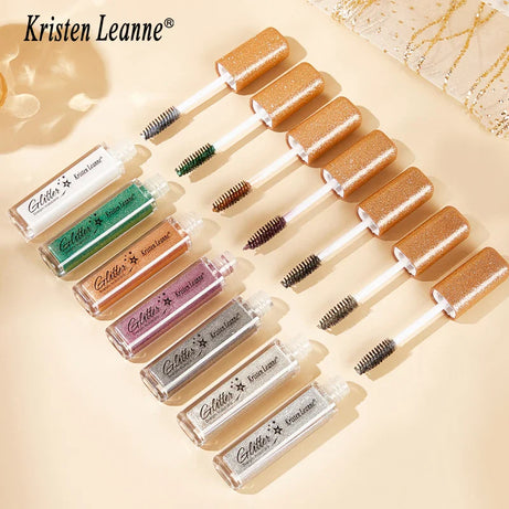 Rose Gold Sequin Glitter Mascara Shiny Eyelashes Quick Dry Waterproof Curling Thick Diamond Colored Mascara Shimmer Eye Makeup