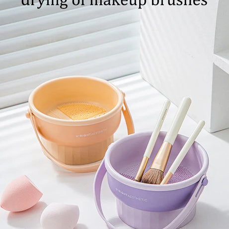 Makeup Brush Cleaning Bowl Beauty Egg Cleaning Tool Storage Set Brush Powder Puff Dry Cleaning Silicone Drying Shelf