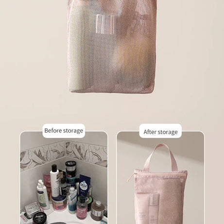 23x26cm Portable Toiletry Bag with Handy Handle Large Capacity Mesh Toiletry  Storage Bag Makeup Bag for Business Trips Travel