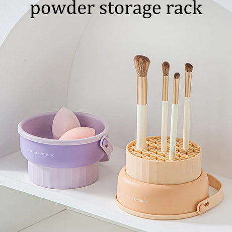 Makeup Brush Cleaning Bowl Beauty Egg Cleaning Tool Storage Set Brush Powder Puff Dry Cleaning Silicone Drying Shelf