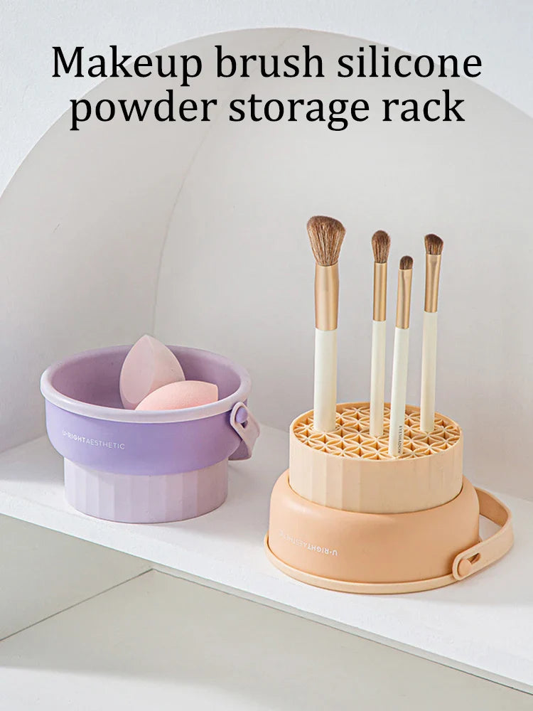 Makeup Brush Cleaning Bowl Beauty Egg Cleaning Tool Storage Set Brush Powder Puff Dry Cleaning Silicone Drying Shelf