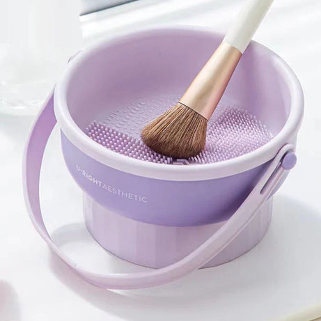 Makeup Brush Cleaning Bowl Beauty Egg Cleaning Tool Storage Set Brush Powder Puff Dry Cleaning Silicone Drying Shelf