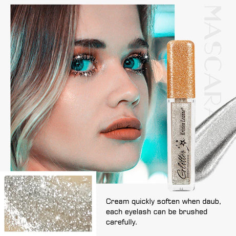 Rose Gold Sequin Glitter Mascara Shiny Eyelashes Quick Dry Waterproof Curling Thick Diamond Colored Mascara Shimmer Eye Makeup